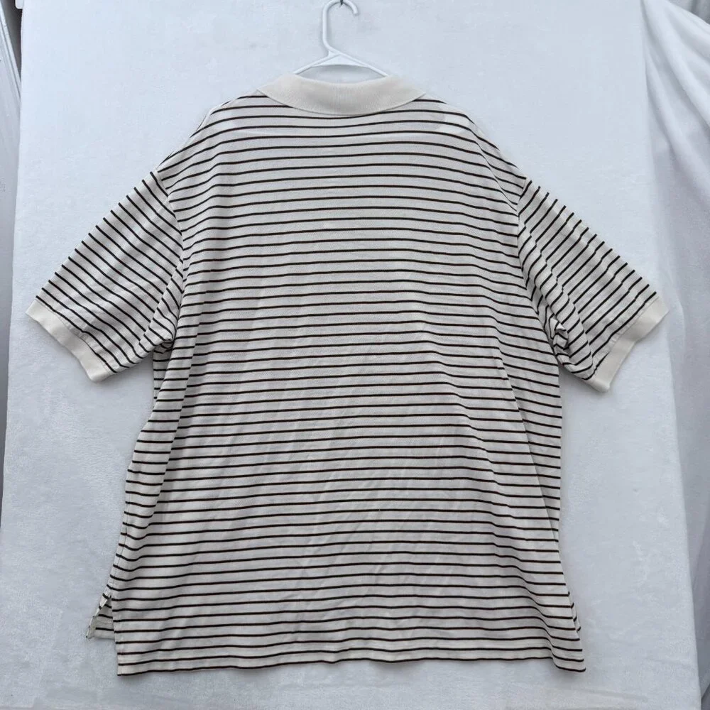 Polo Ralph Lauren Polo Shirt Mens 3XB Big Cream Stripe Preppy Casual